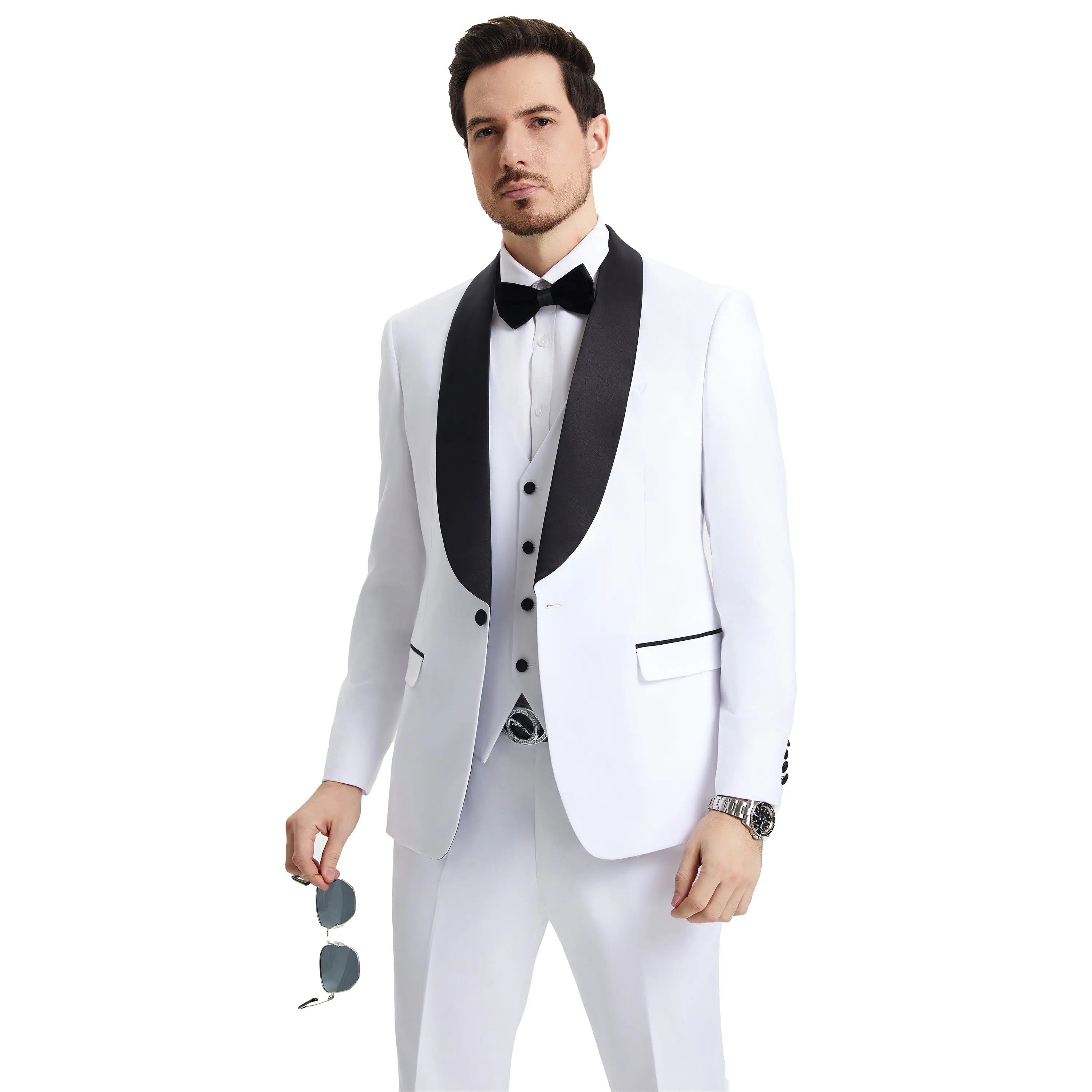 Men's Stacy Adams Hybrid-Fit 3-Piece Tuxedo Set | Shawl Collar Jacket, Vest & Pants Stacy Adams