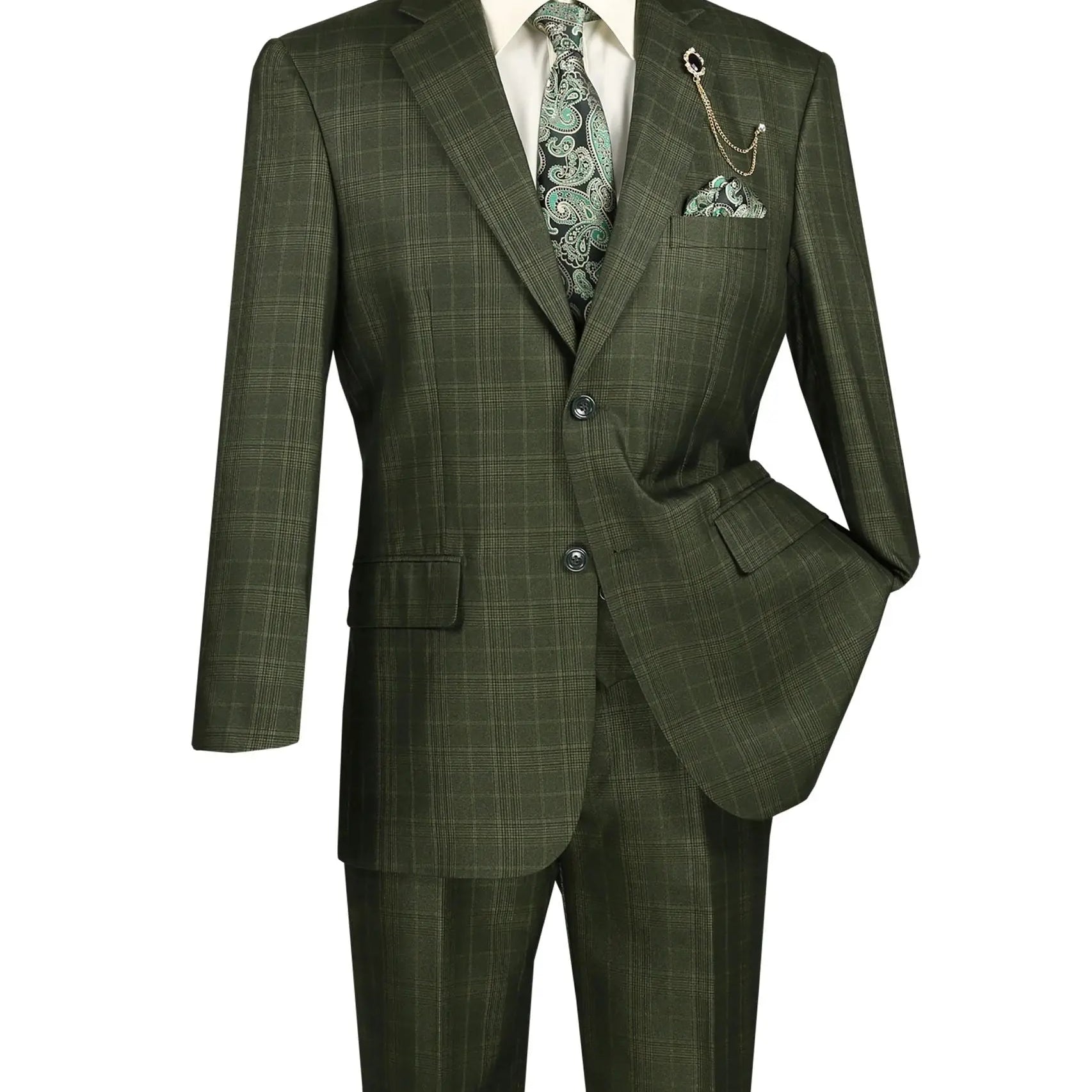 3-PC Plaid With Low Cut DB Vest M & R Clothing