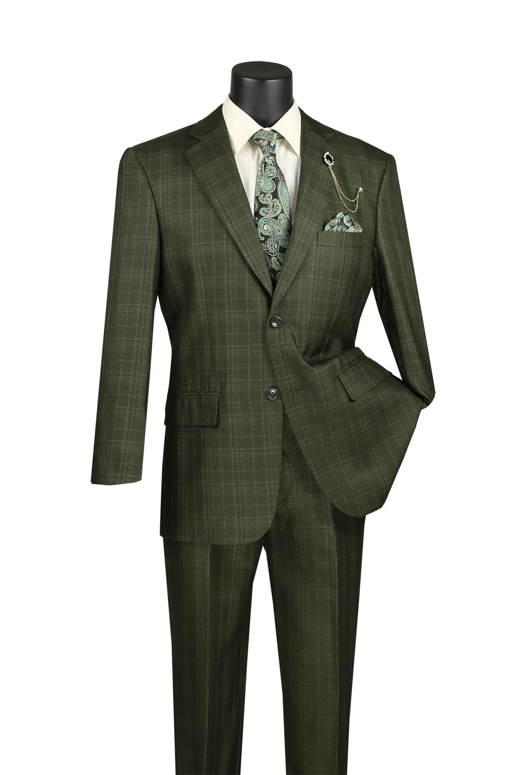 3-PC Plaid With Low Cut DB Vest M & R Clothing