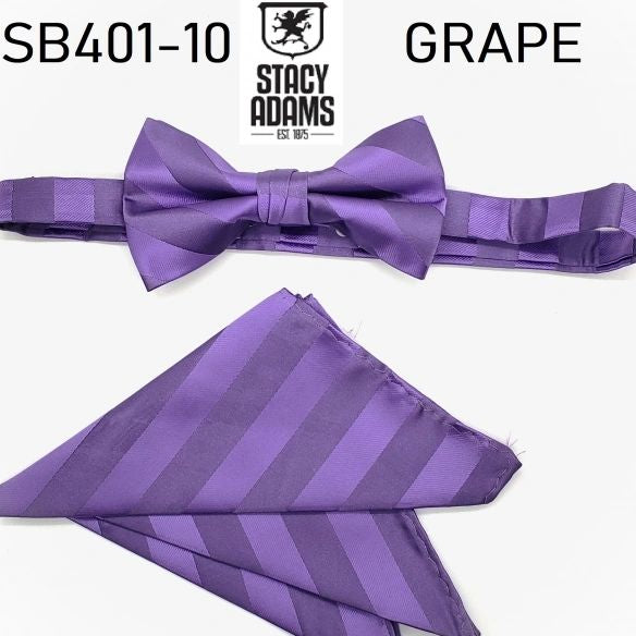 Stacy Adams Stripe Wedding Bow Tie Set