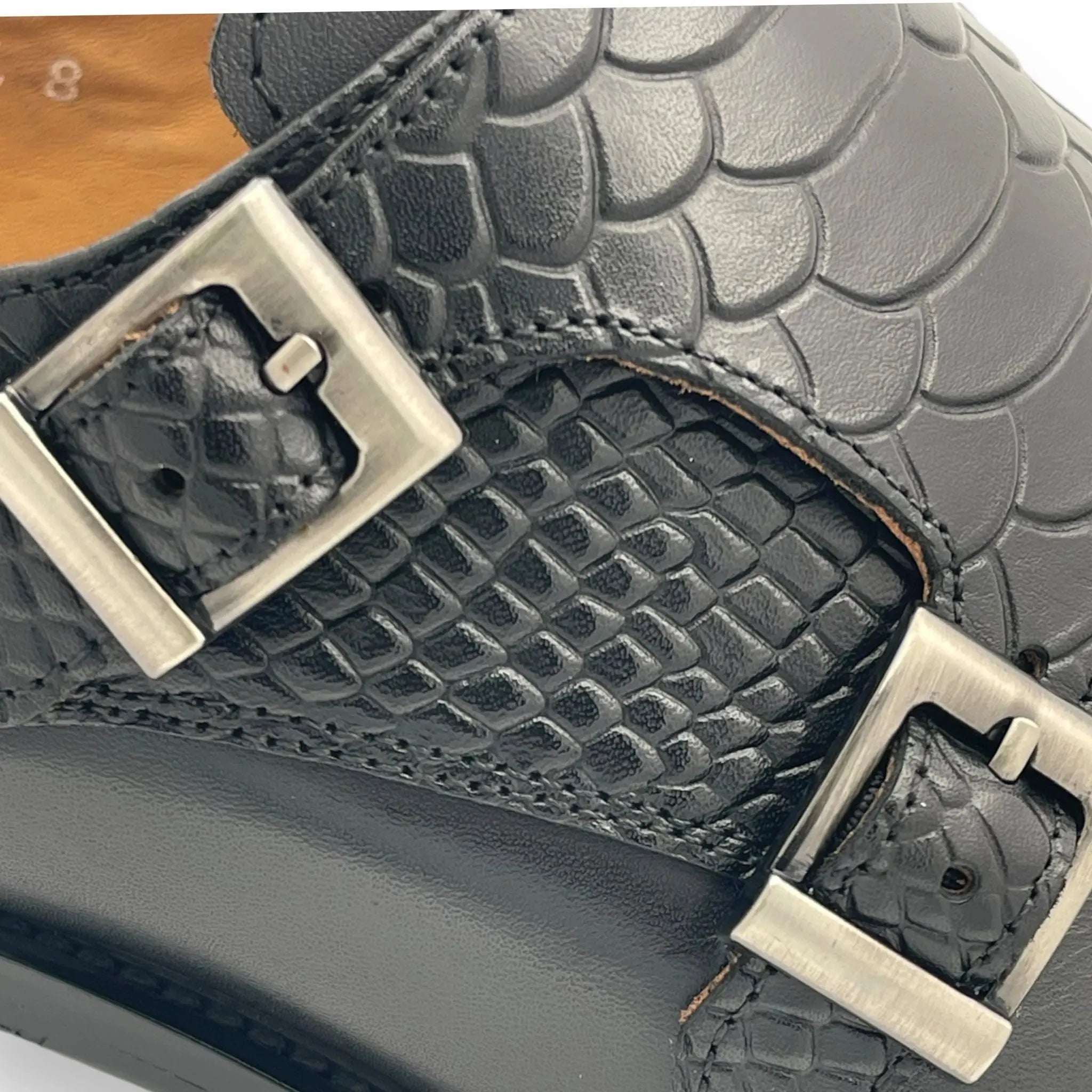 The Val Augustino Croc Double Monk Strap Leather Shoes Augustino