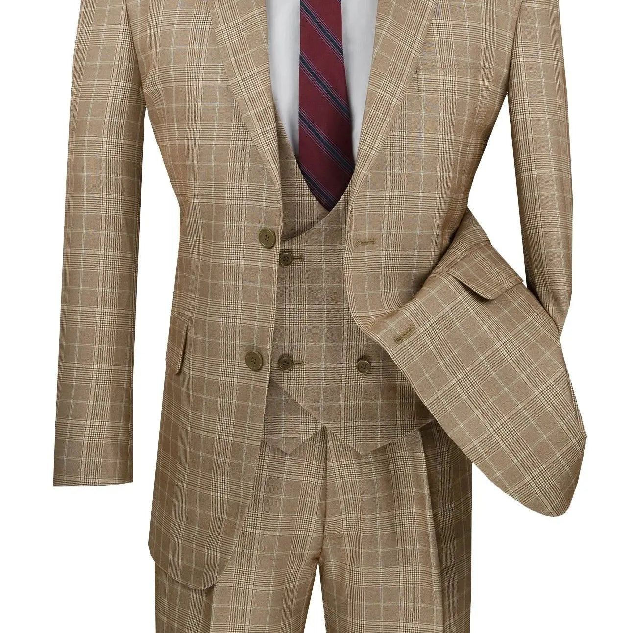 3-PC Plaid With Low Cut DB Vest M & R Clothing