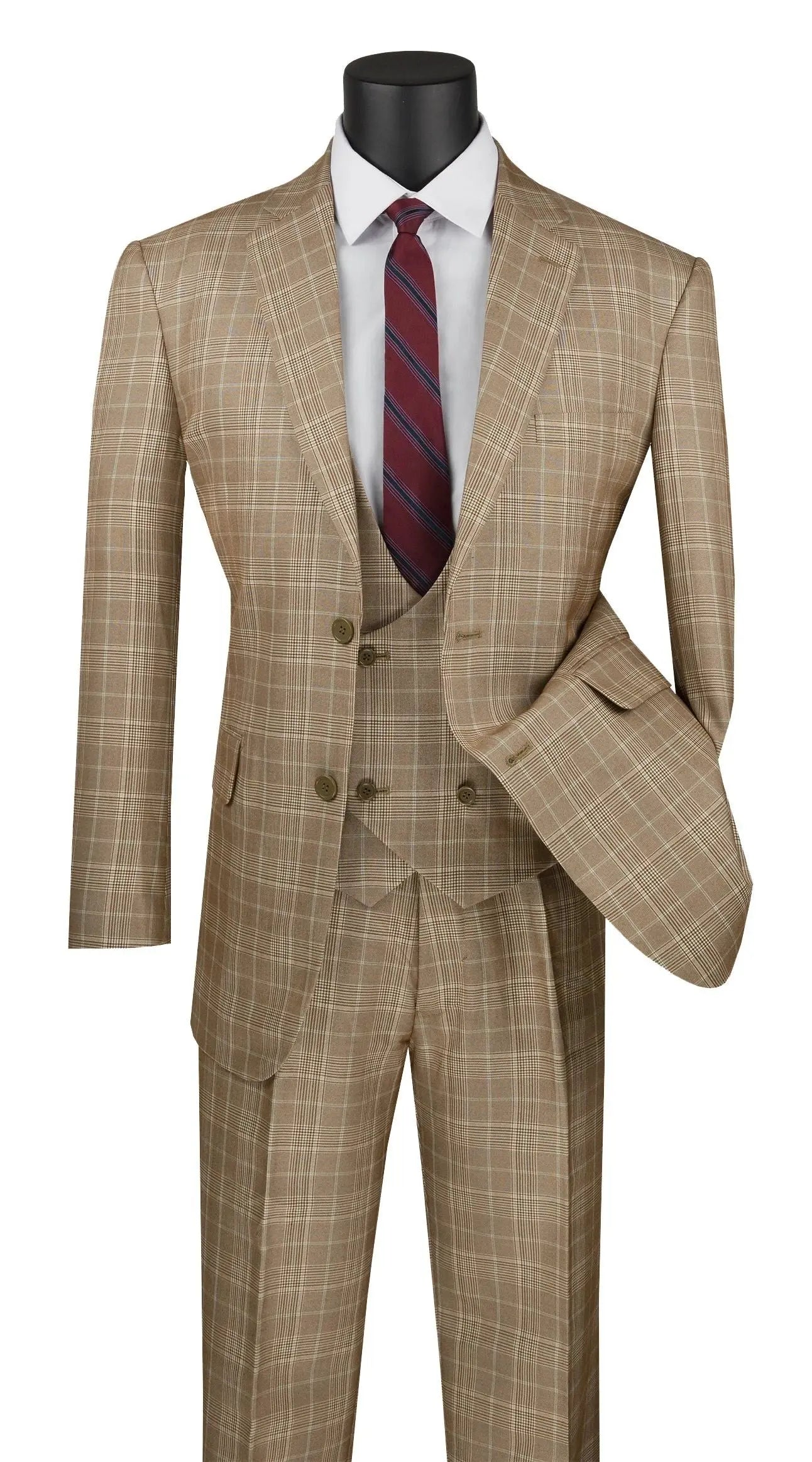 3-PC Plaid With Low Cut DB Vest M & R Clothing