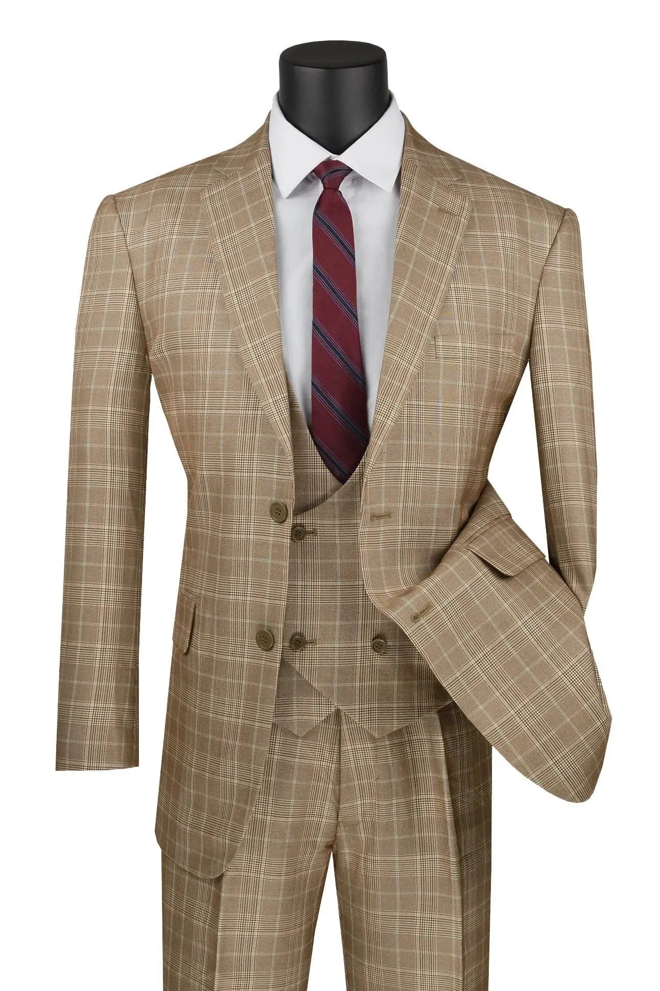 3-PC Plaid With Low Cut DB Vest M & R Clothing