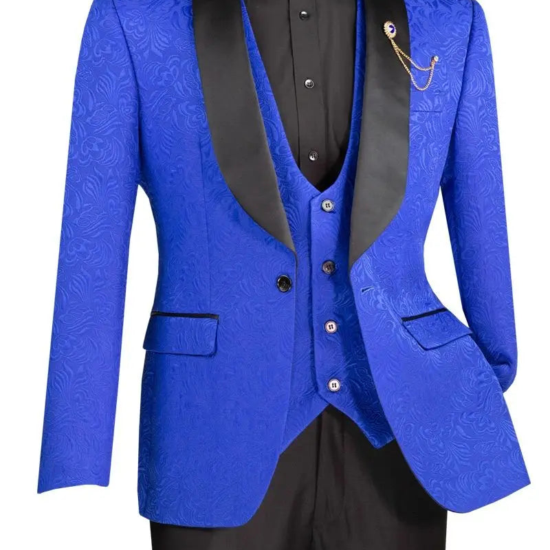 Men's Paisley Print 3-Piece Tuxedo Set M & R Clothing
