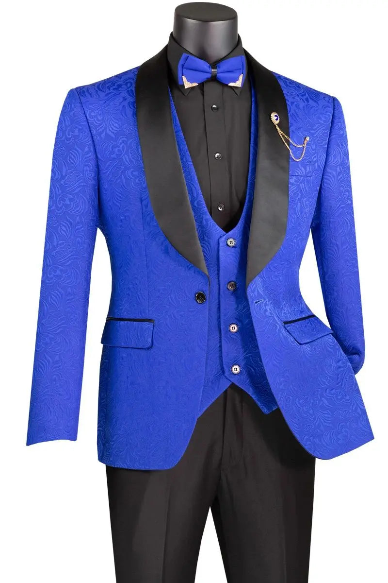 Men's Paisley Print 3-Piece Tuxedo Set M & R Clothing