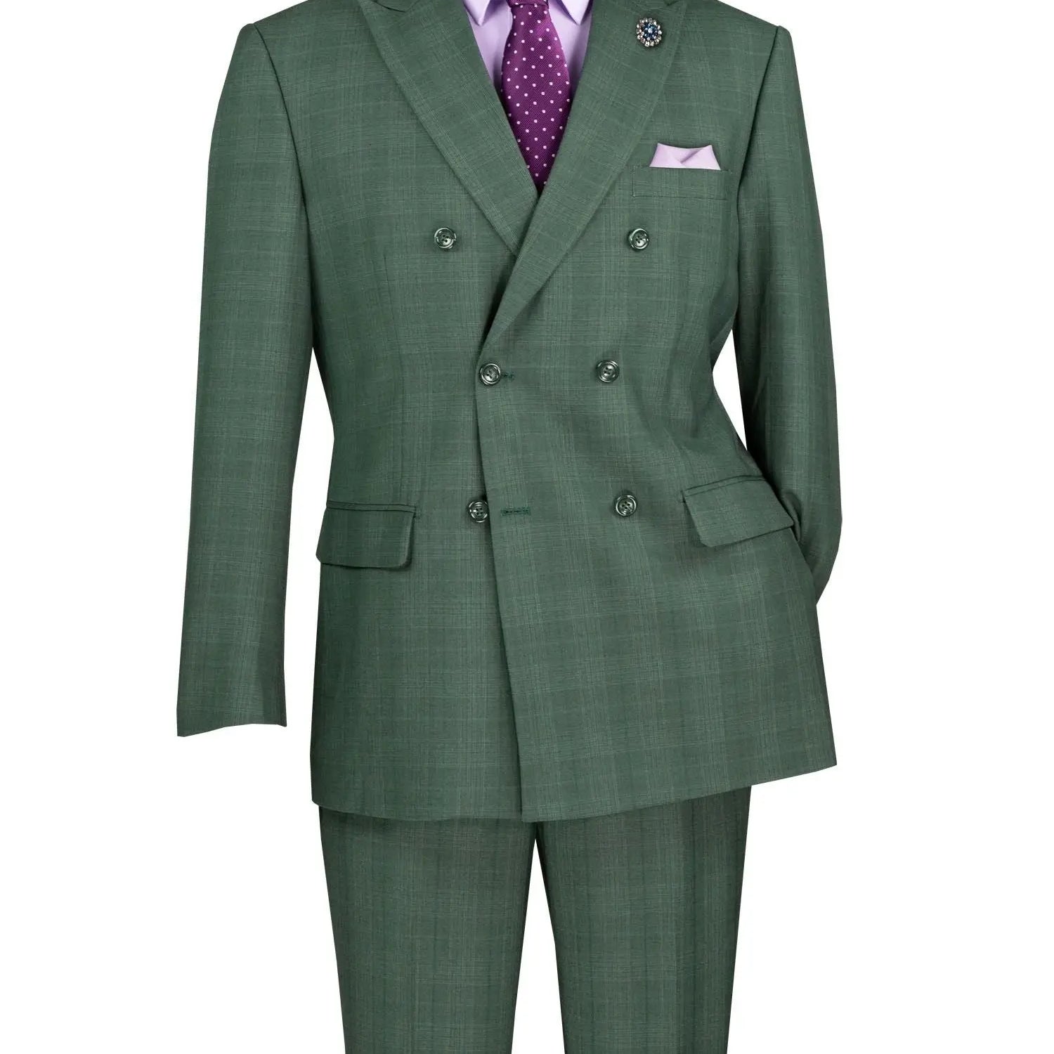 Double Breast Subtle Glen Plaid Suit M & R Clothing
