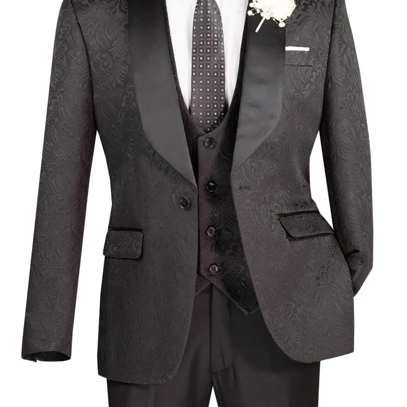 Men's Paisley Print 3-Piece Tuxedo Set M & R Clothing