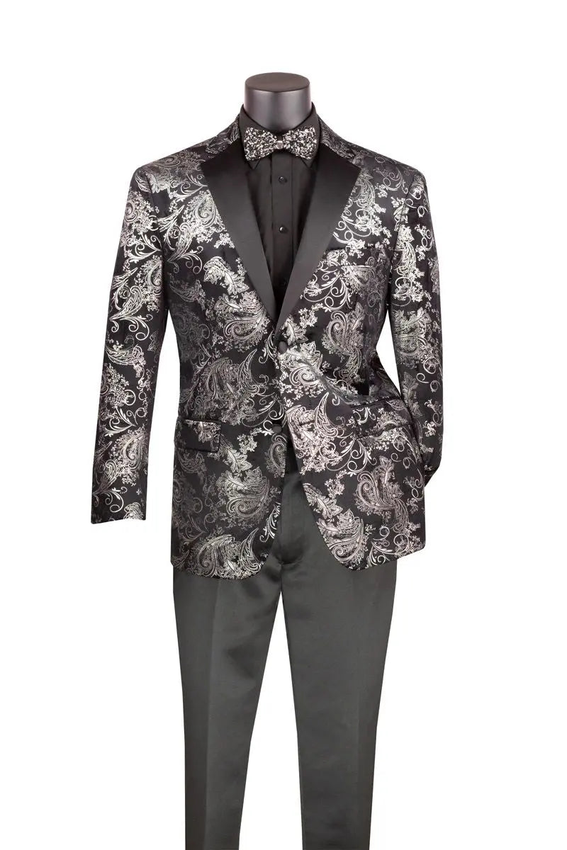 Men's Modern Fit Foil Paisley Velvet Blazer M & R Clothing