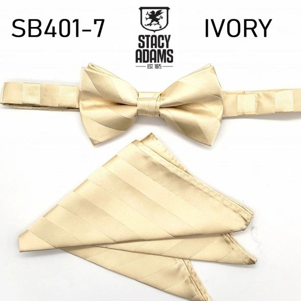 Stacy Adams Stripe Wedding Bow Tie Set
