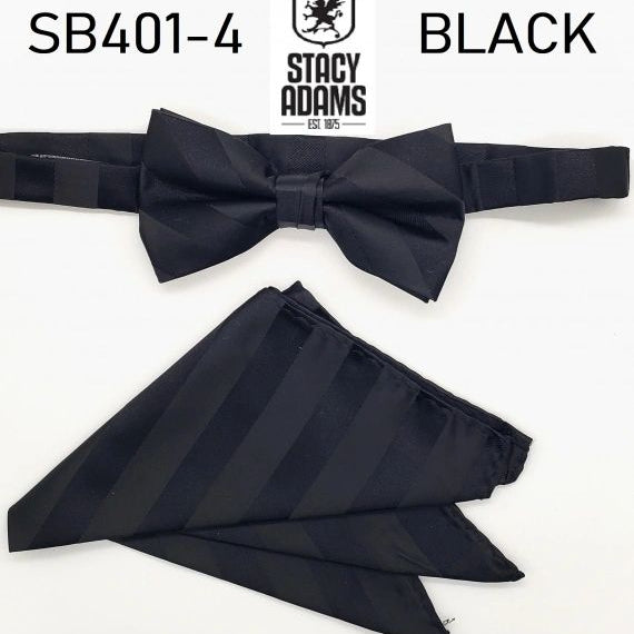 Stacy Adams Stripe Wedding Bow Tie Set