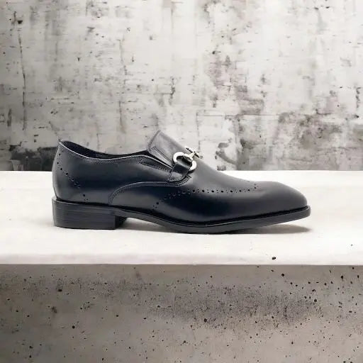 Elias Augustino Men Leather Loafer + Horsebit Buckle Augustino