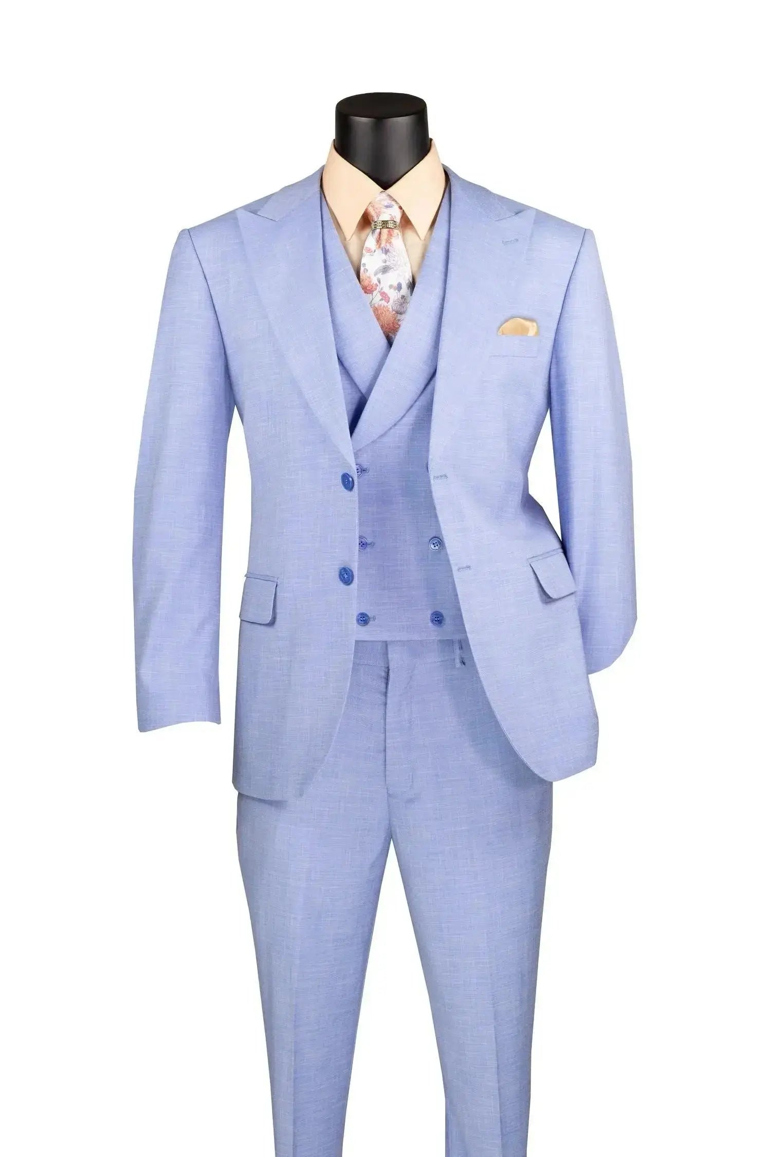 Modern Fit Texture Double Breast Vested Suit M & R Clothing