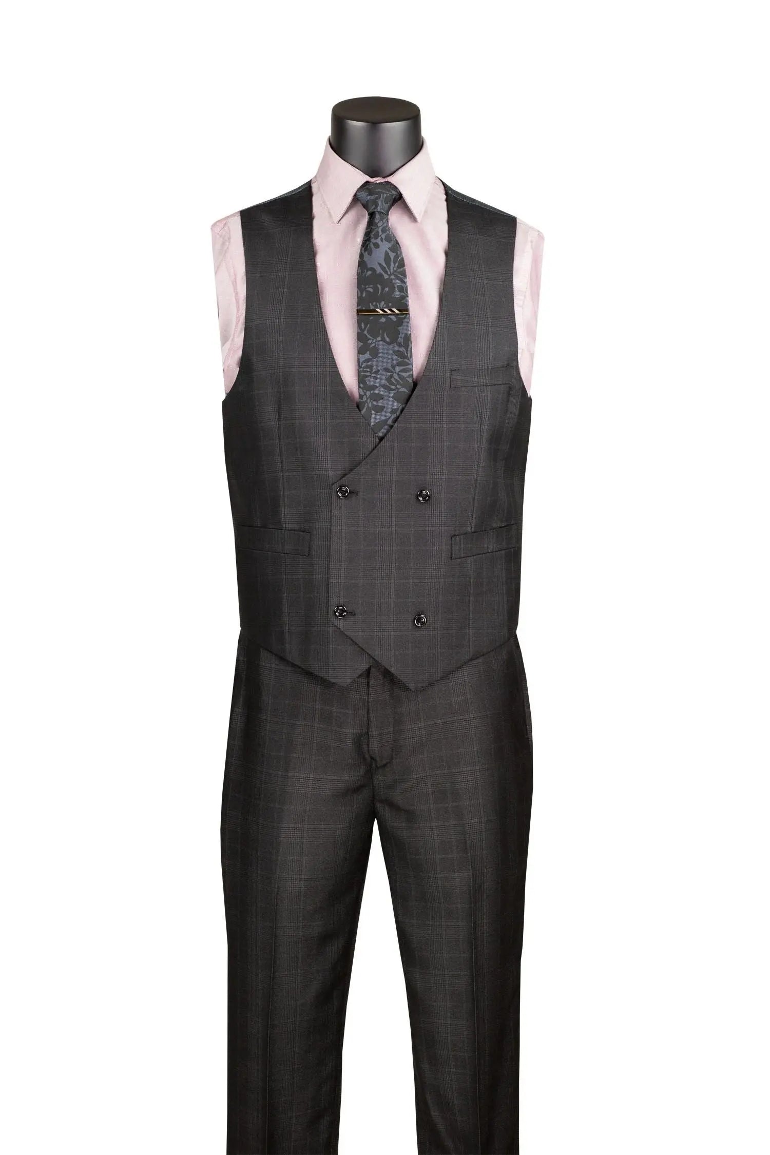 3-PC Plaid With Low Cut DB Vest M & R Clothing