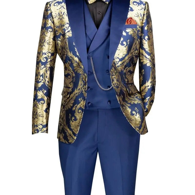 Men's Modern Fit Paisley Foil 3-Piece Tuxedo M & R Clothing