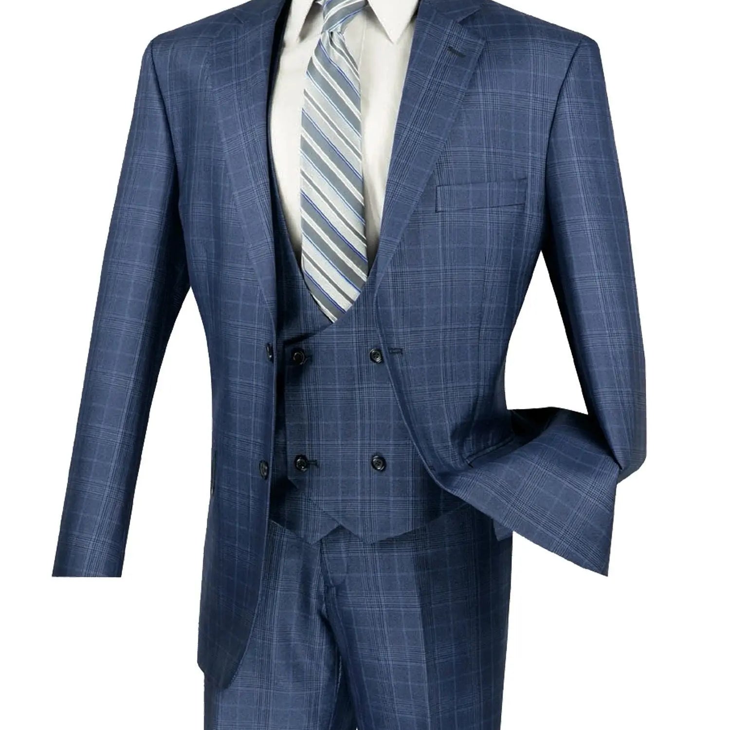 3-PC Plaid With Low Cut DB Vest M & R Clothing
