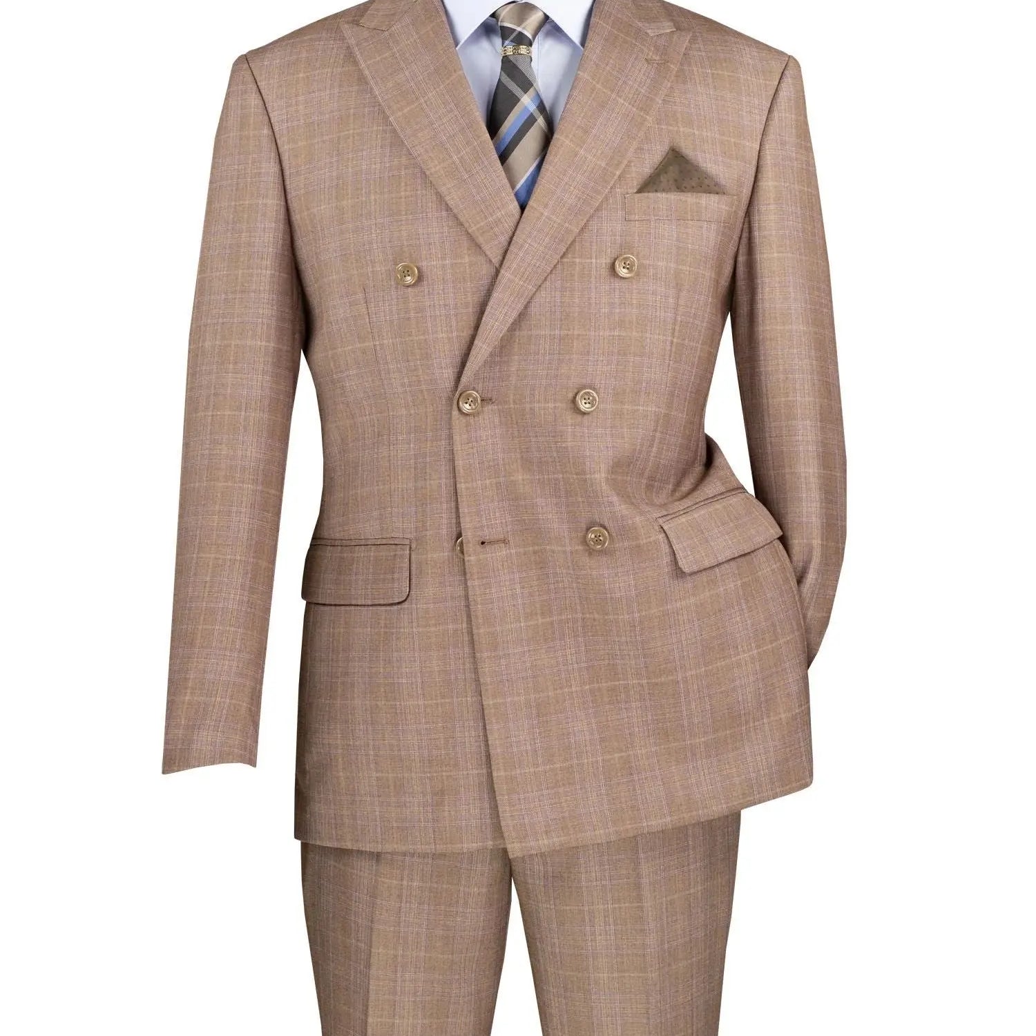 Double Breast Subtle Glen Plaid Suit M & R Clothing