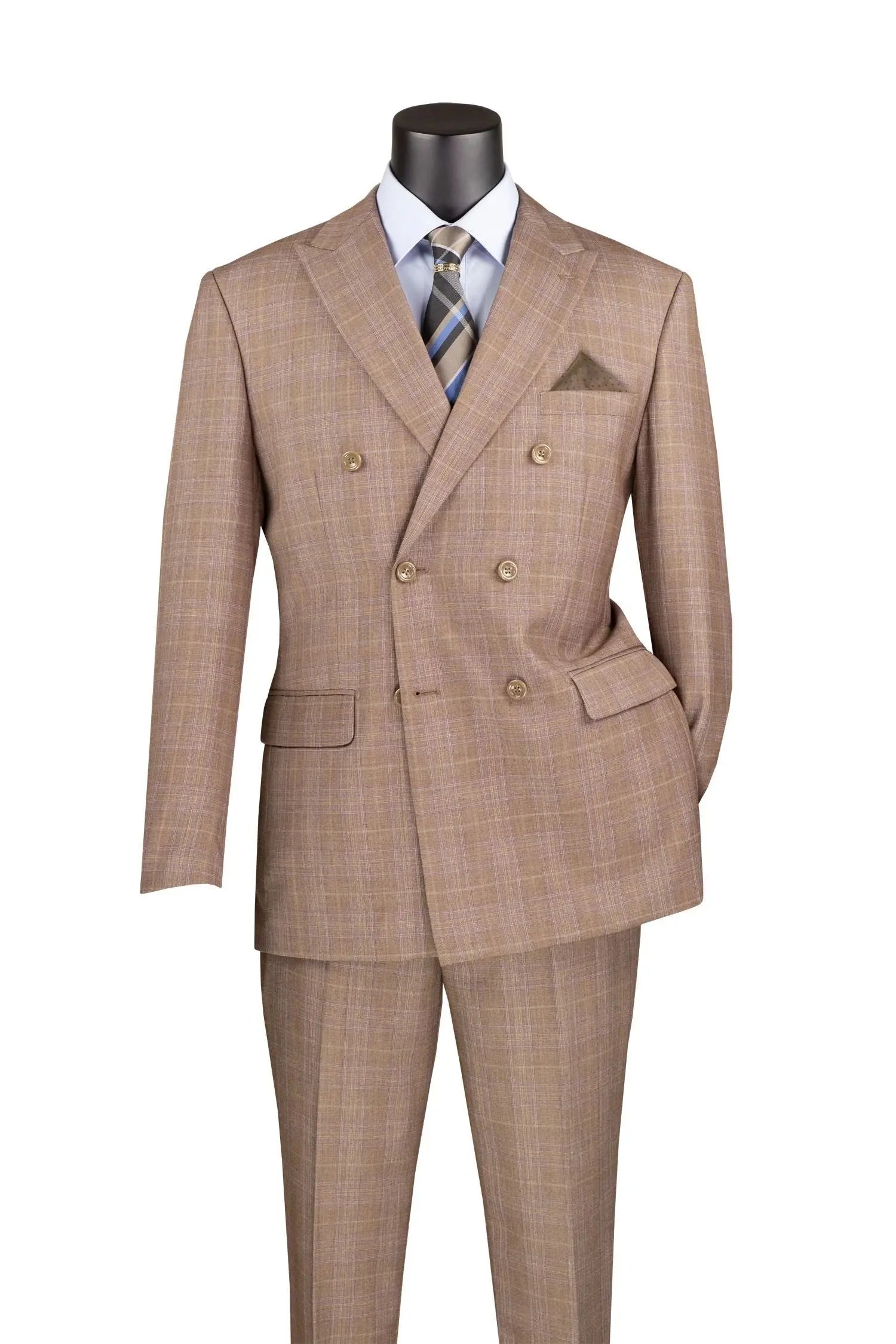 Double Breast Subtle Glen Plaid Suit M & R Clothing