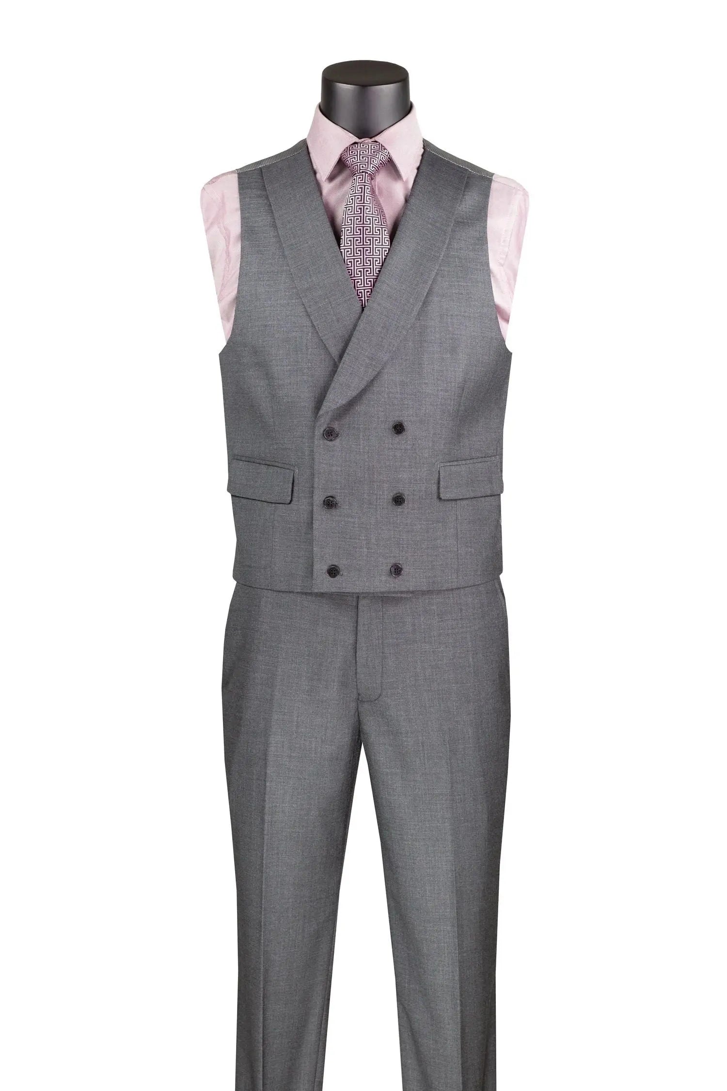 Modern Fit Texture Double Breast Vested Suit M & R Clothing