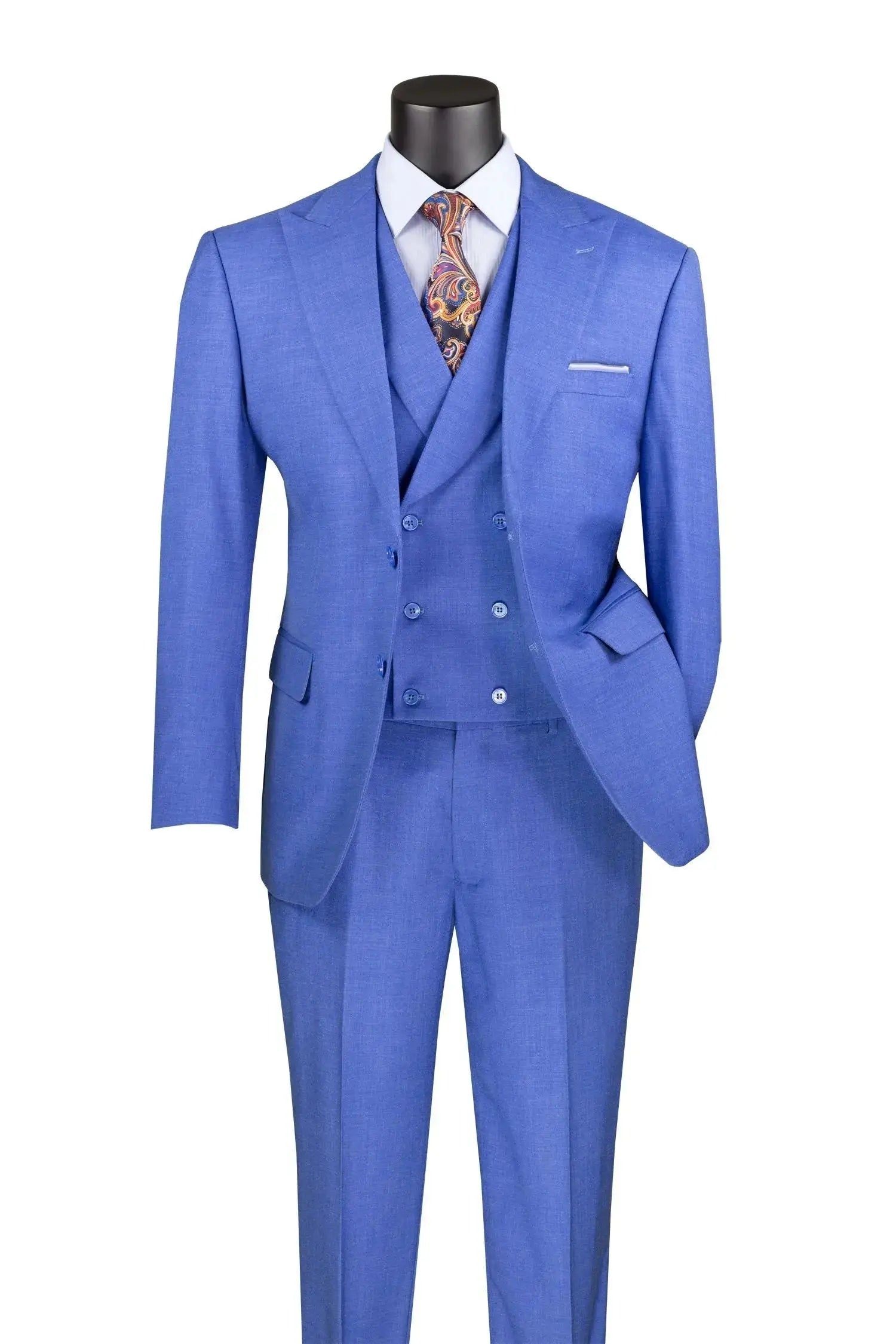 Modern Fit Texture Double Breast Vested Suit M & R Clothing