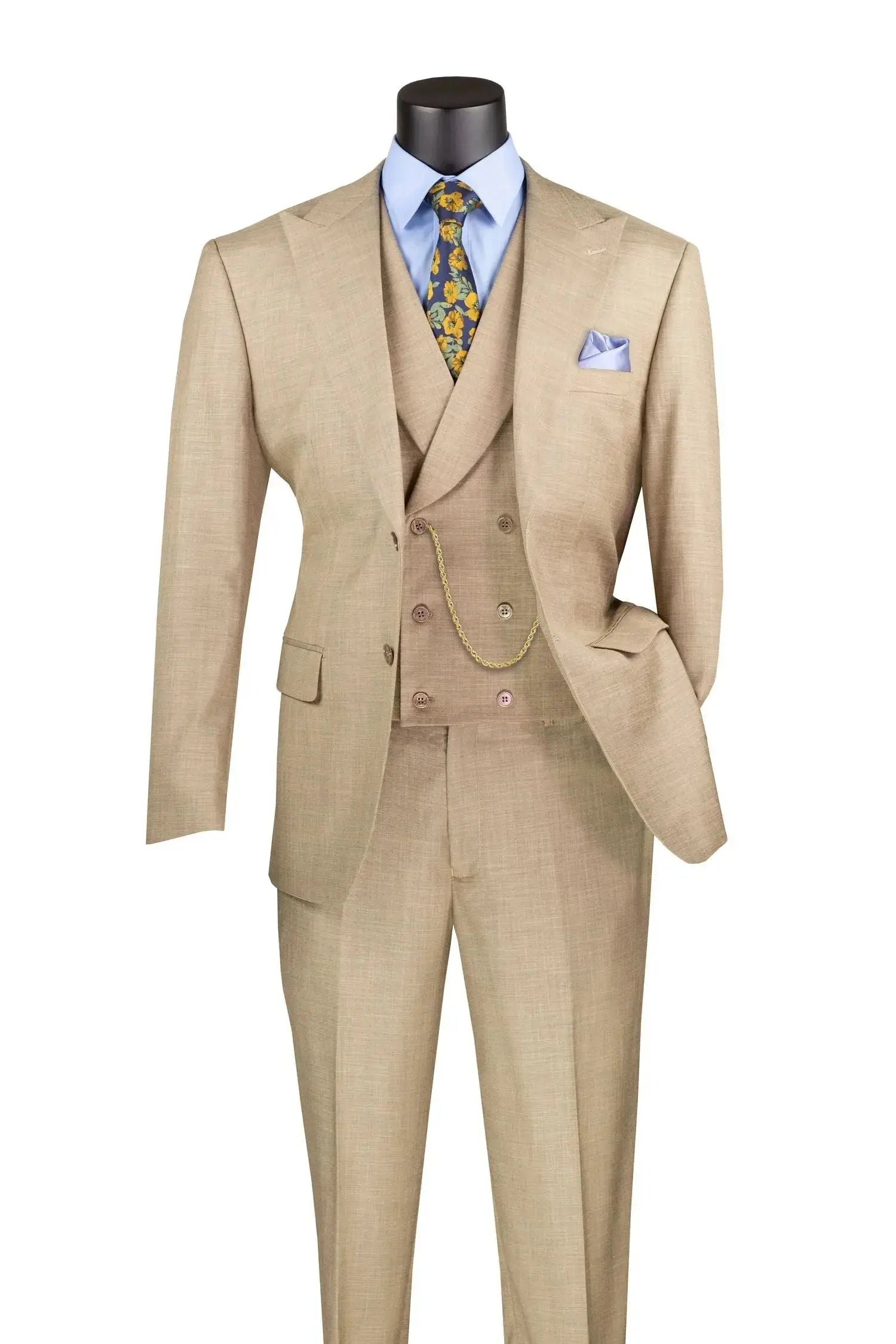 Modern Fit Texture Double Breast Vested Suit M & R Clothing