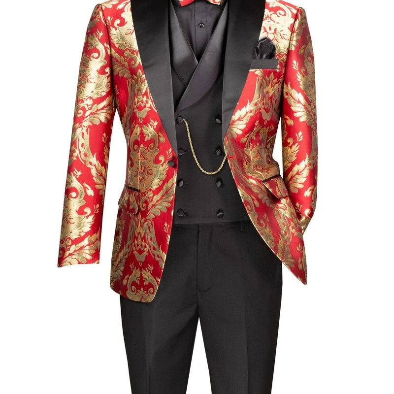 Men's Modern Fit Paisley Foil 3-Piece Tuxedo