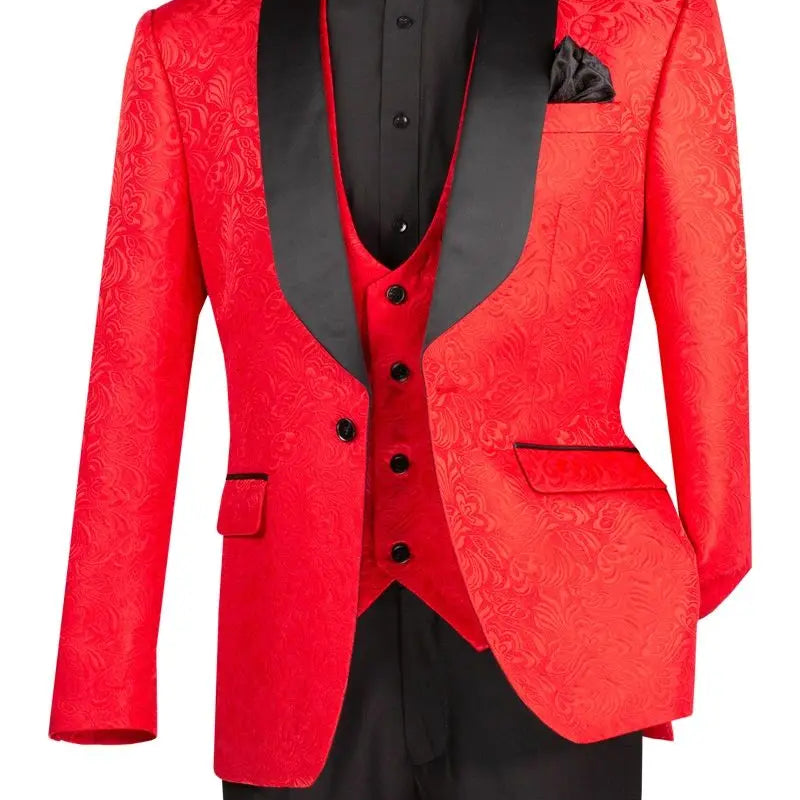 Men's Paisley Print 3-Piece Tuxedo Set M & R Clothing