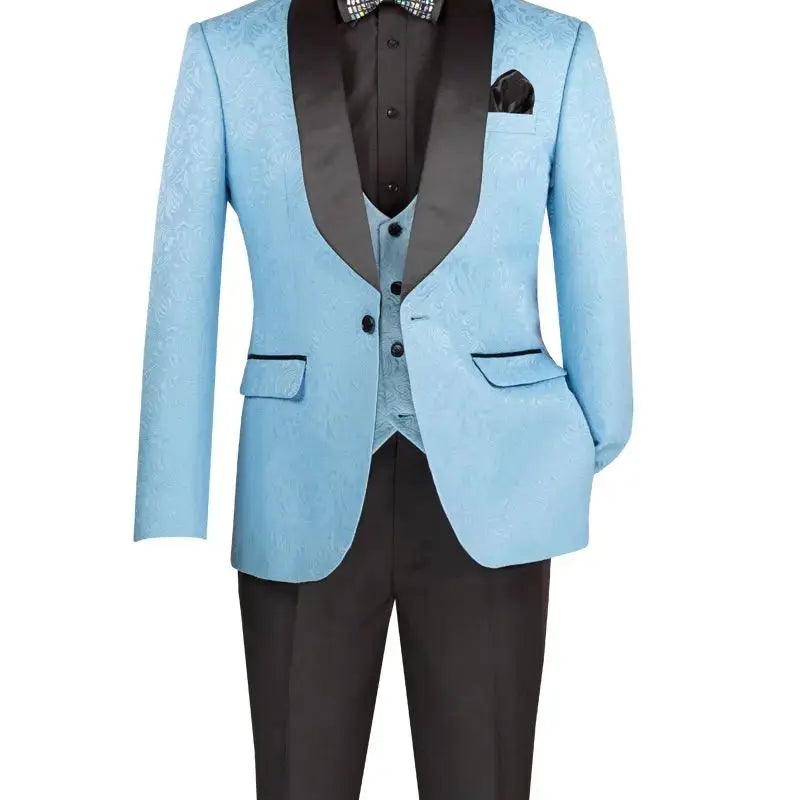 Men's Paisley Print 3-Piece Tuxedo Set M & R Clothing