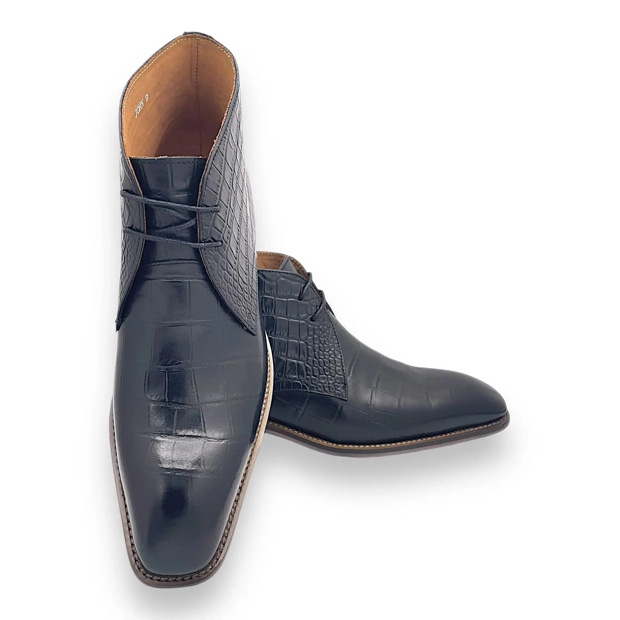 The John Augustino Croc Leather Boots Augustino