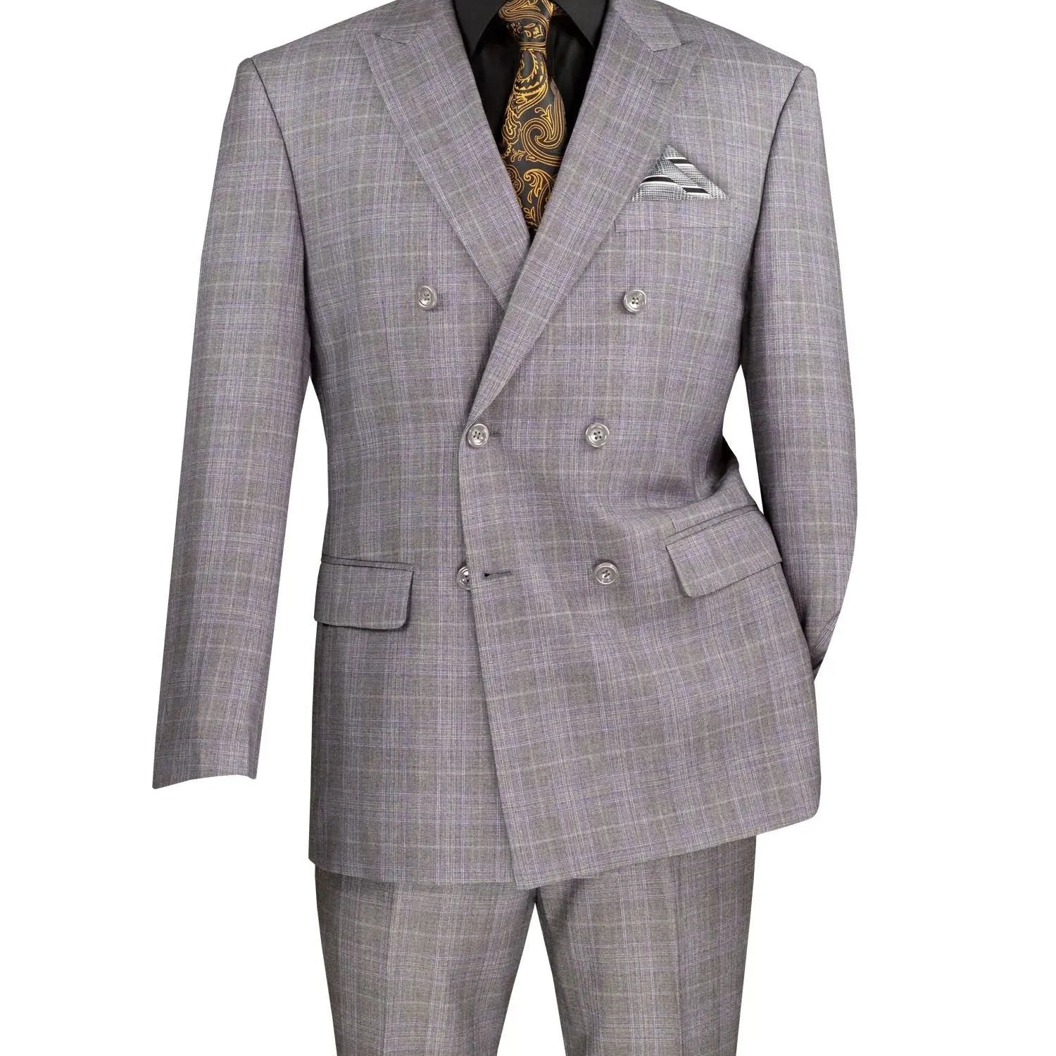 Double Breast Subtle Glen Plaid Suit M & R Clothing