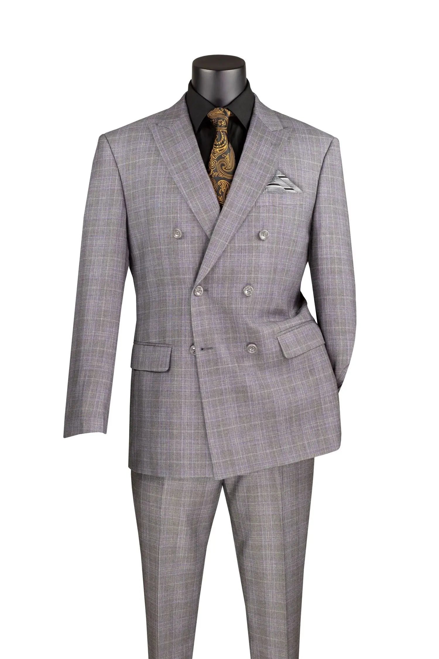 Double Breast Subtle Glen Plaid Suit M & R Clothing