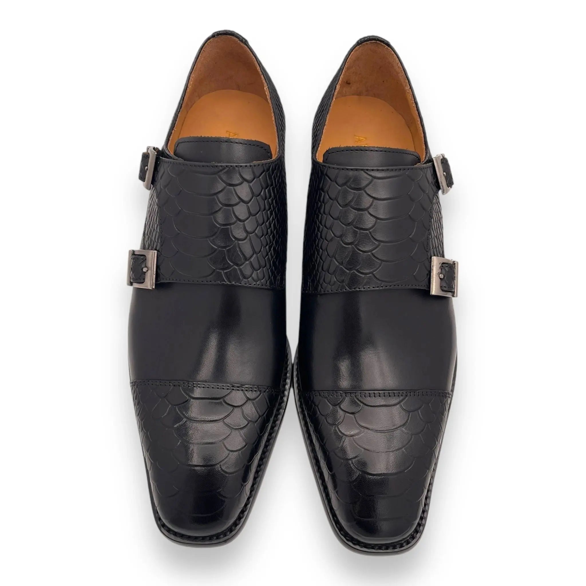 The Val Augustino Croc Double Monk Strap Leather Shoes Augustino