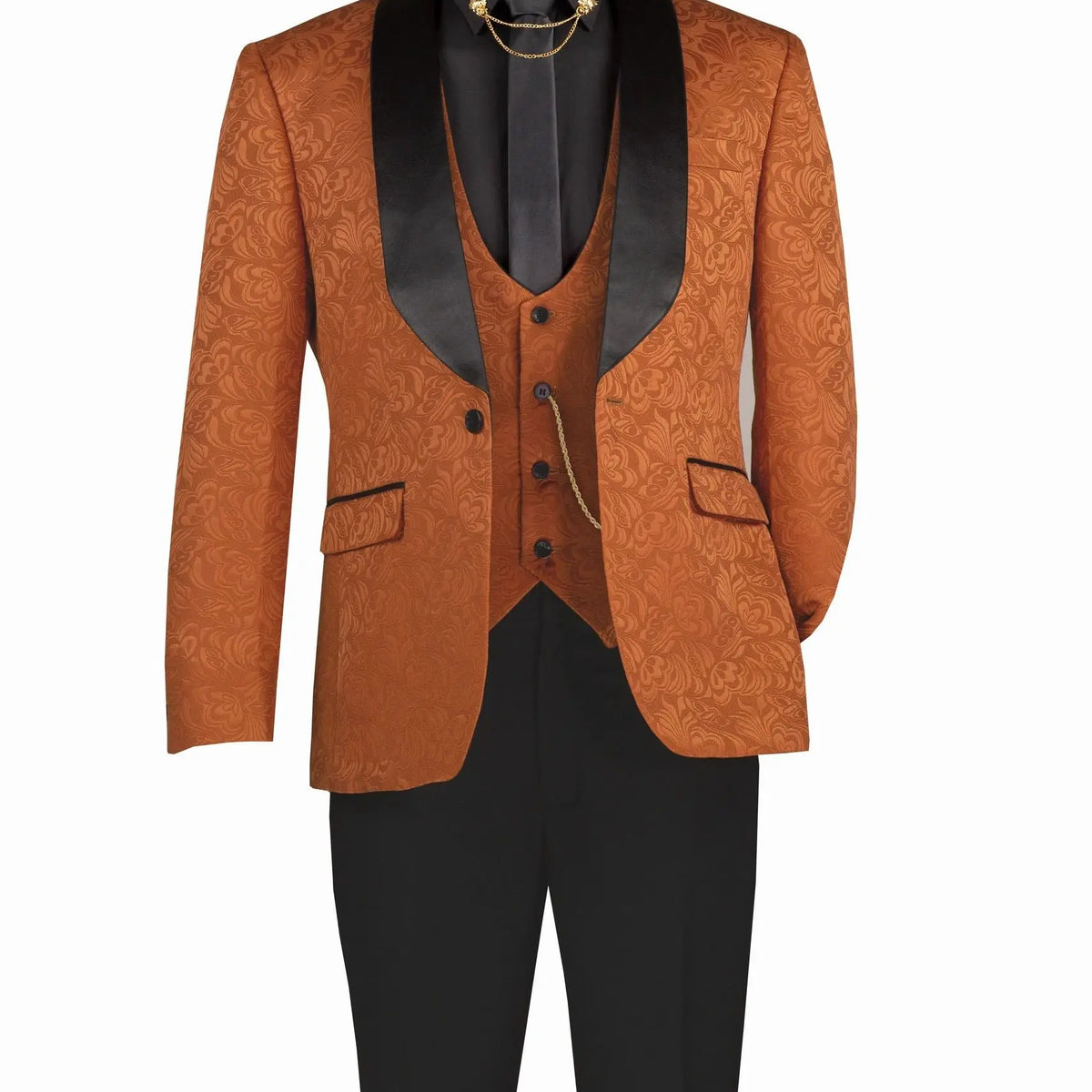Men's Paisley Print 3-Piece Tuxedo Set M & R Clothing