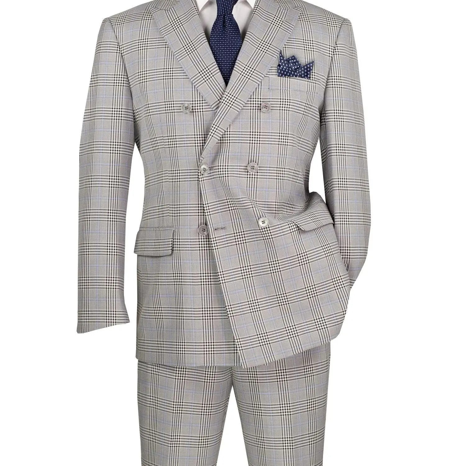 Double Breast Glen Plaid Suit M & R Clothing