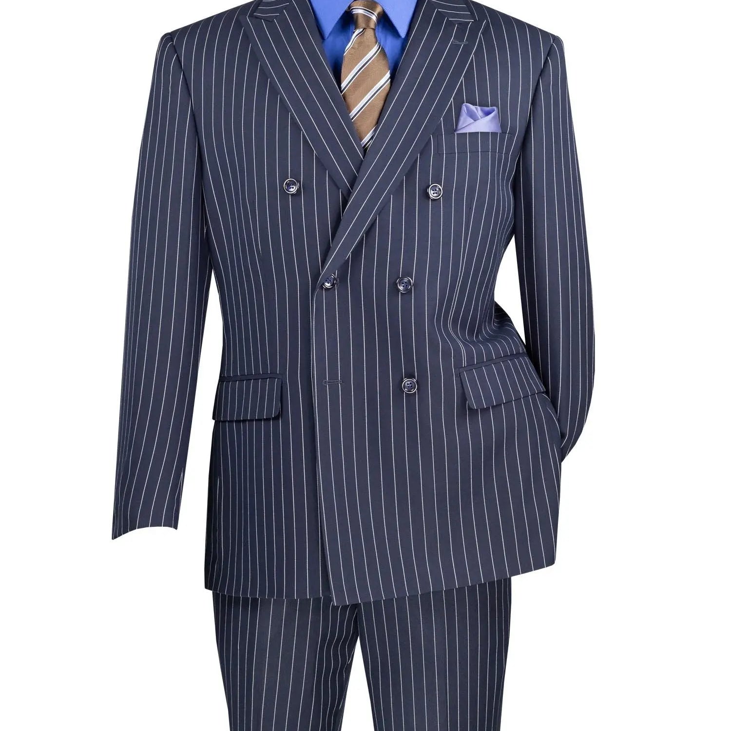 Men's Double Breasted Pinstripe Suit M & R Clothing