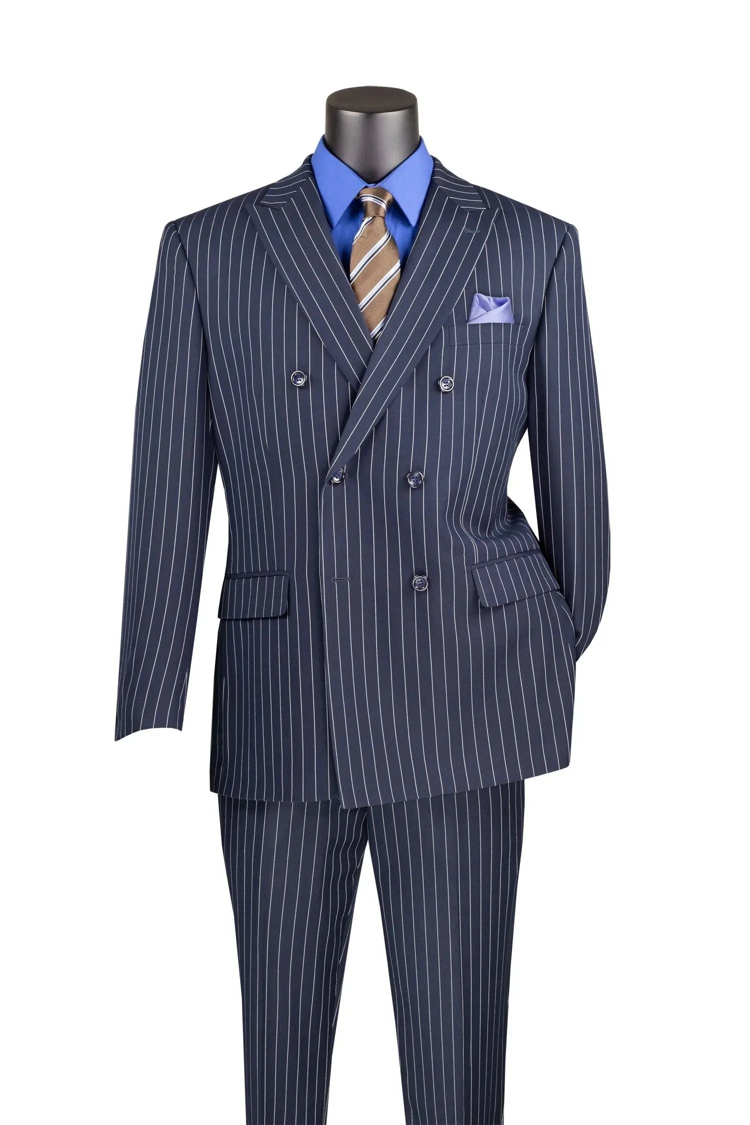 Men's Double Breasted Pinstripe Suit M & R Clothing