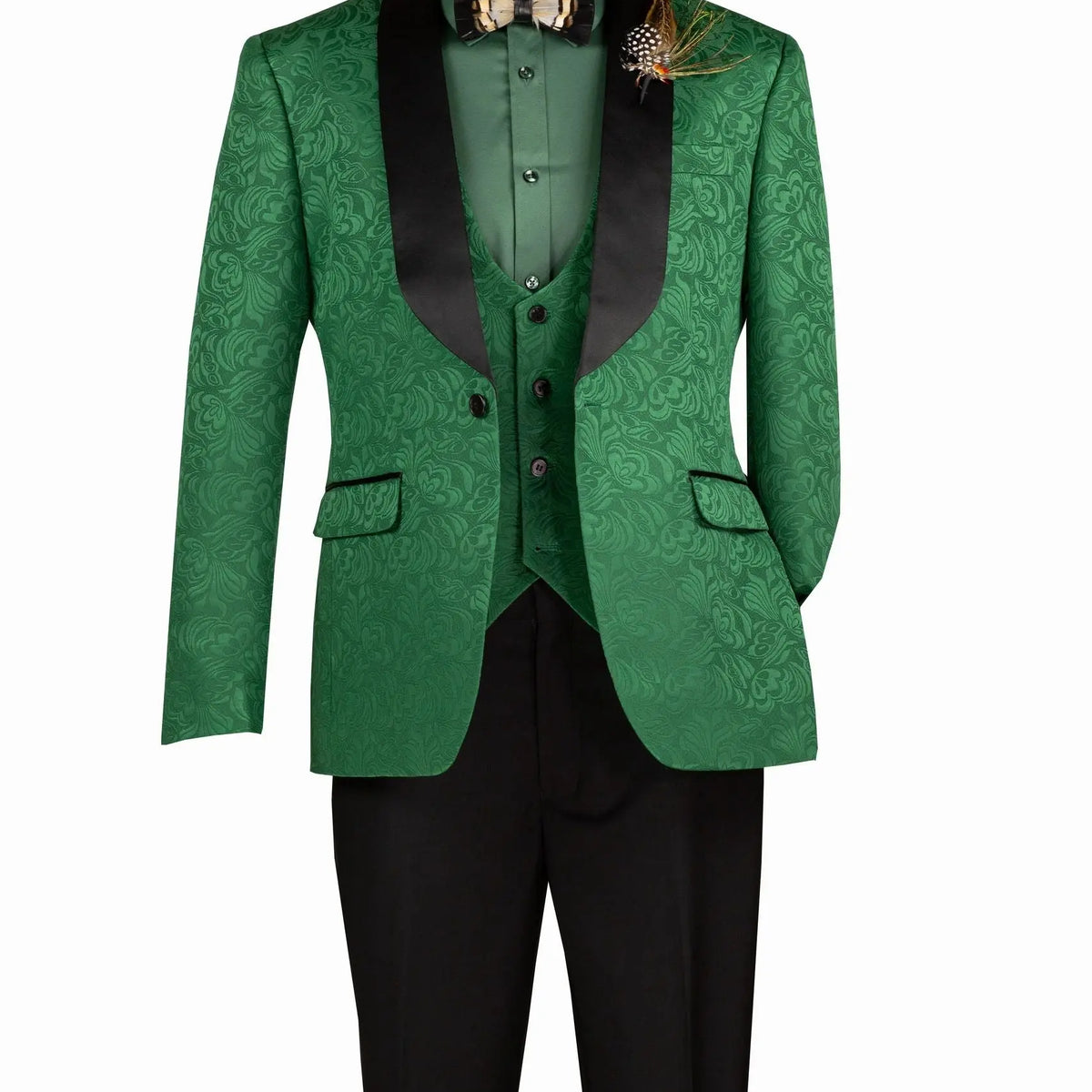 Men's Paisley Print 3-Piece Tuxedo Set M & R Clothing