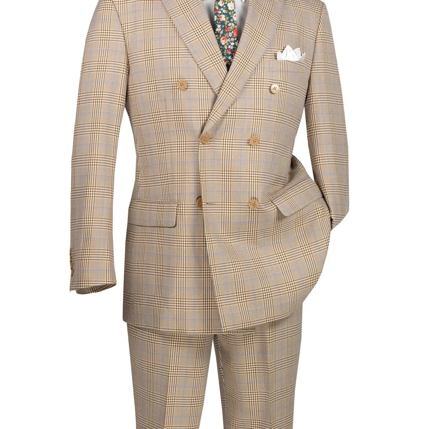 Double Breast Glen Plaid Suit M & R Clothing
