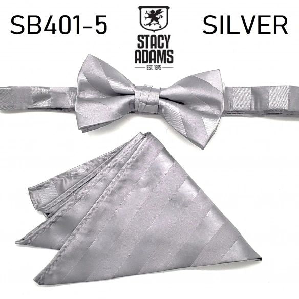 Stacy Adams Stripe Wedding Bow Tie Set