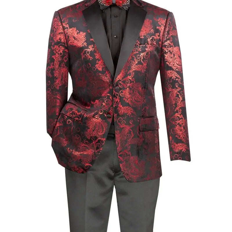 Men's Modern Fit Foil Paisley Velvet Blazer M & R Clothing