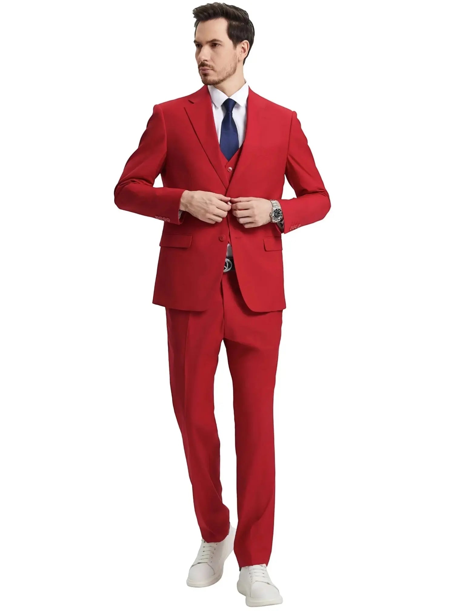 Men's Stacy Adams Hybrid-Fit 3pc Notch Lapel Suit Set, Jacket Vest and Pants Stacy Adams M & R Clothing Mens-Suits