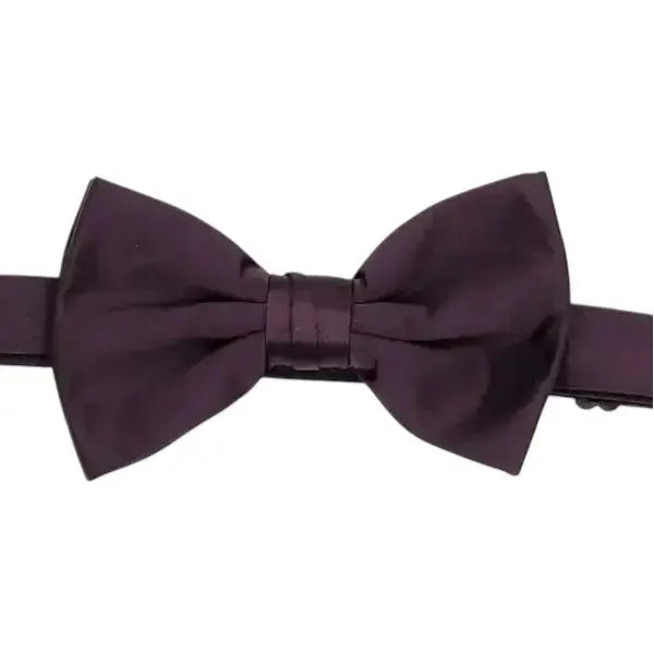M & R Clothing Stacy Adams solid dark purple pre-tied bow tie for formal events and weddings
