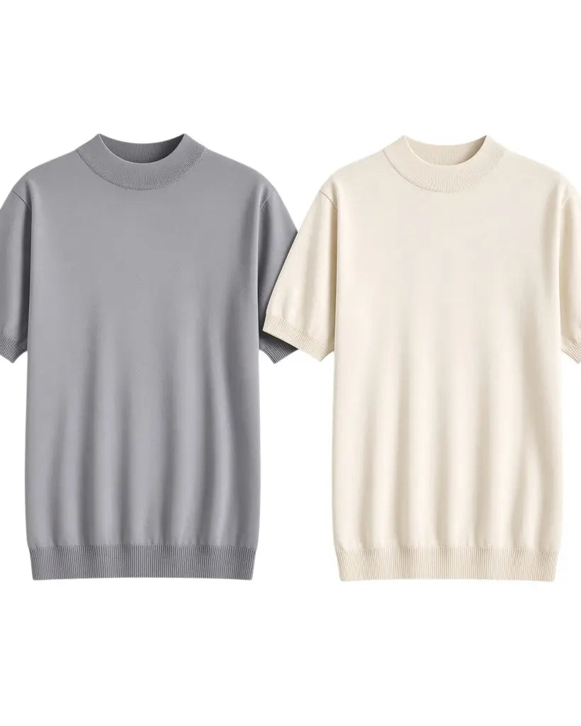Short Sleeve Knit Mock Neck Pullover Augustino  M & R Clothing mens-dress-shirts