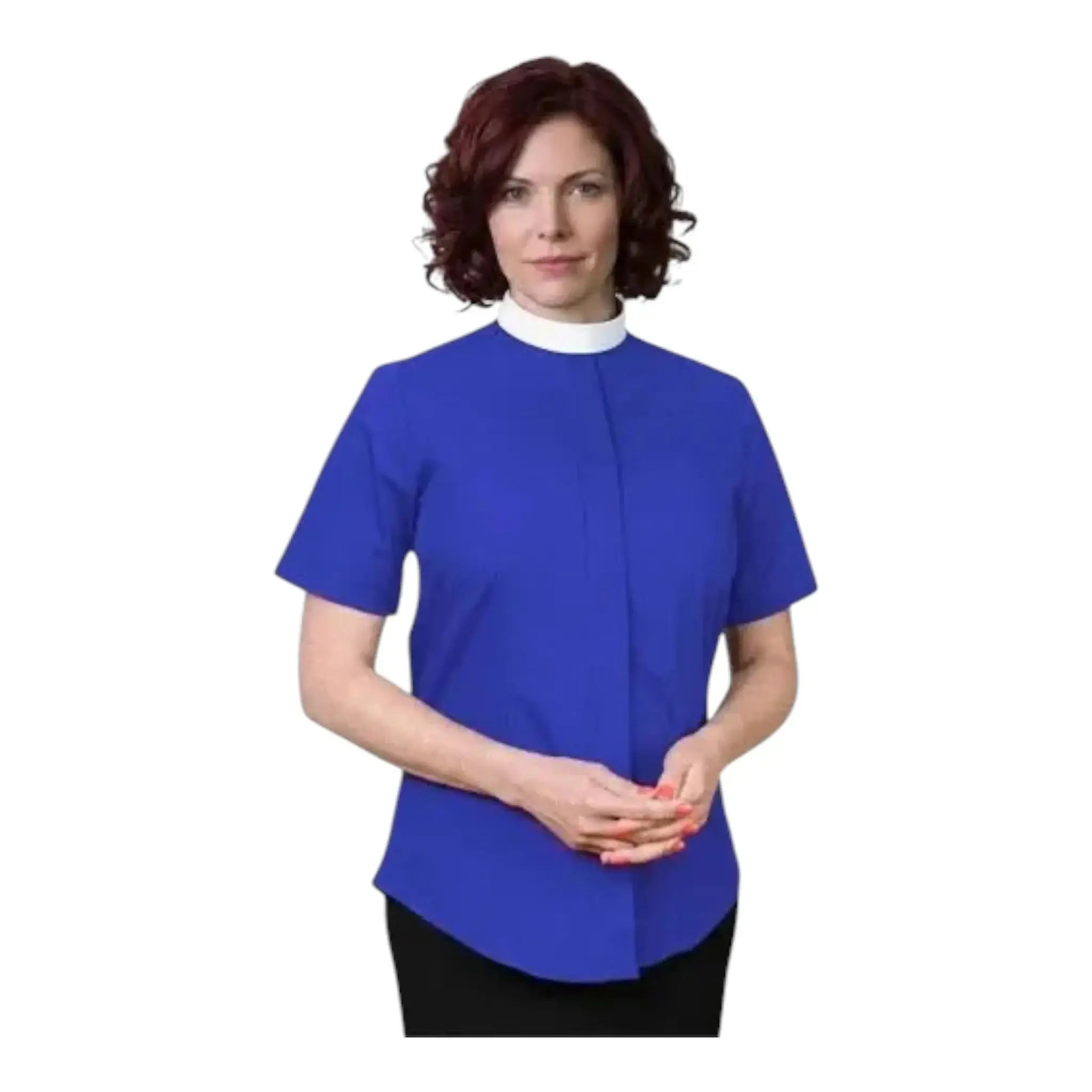 Ladies Short Sleeve Full Roman Collar Shirt M & R Clothing  M & R Clothing Clergy
