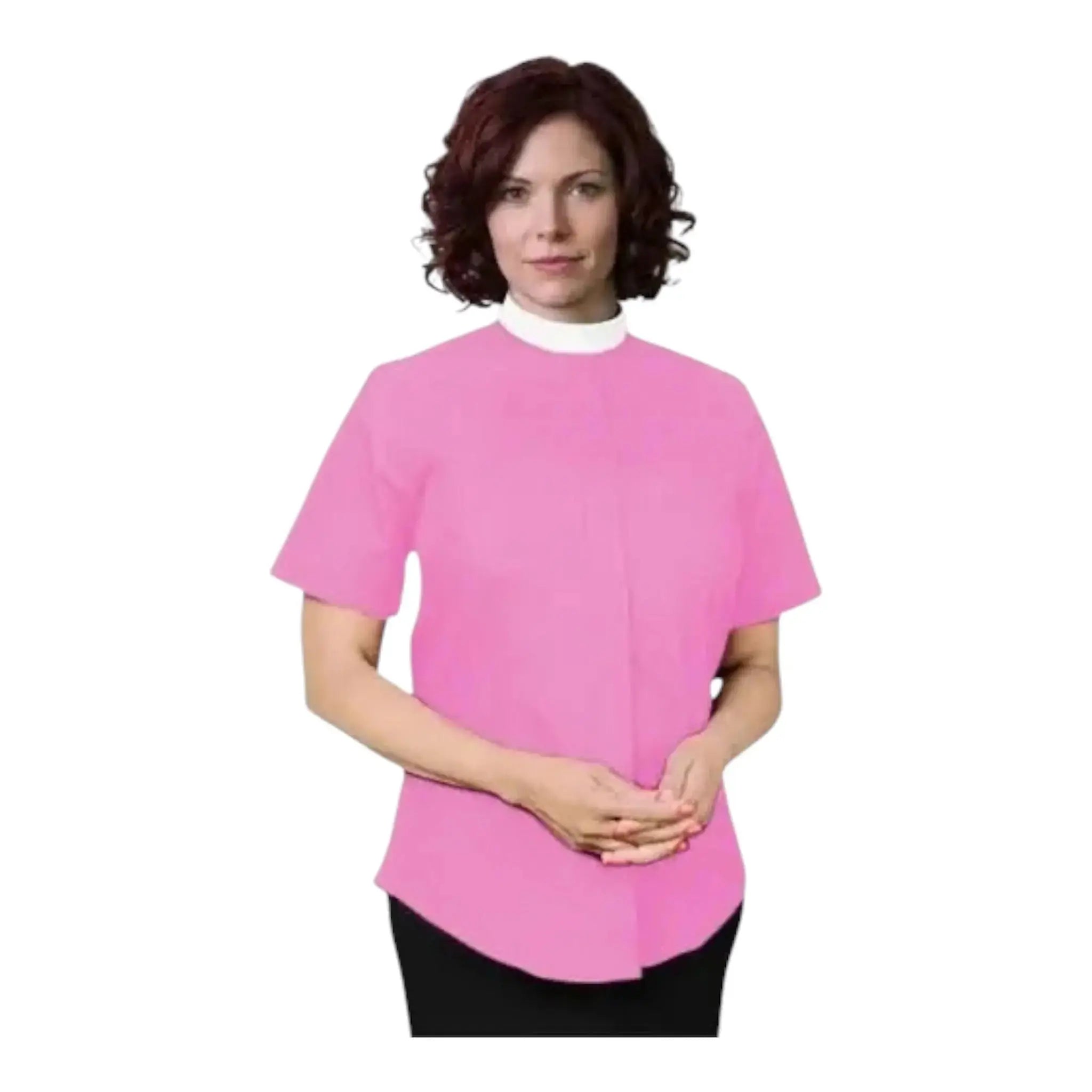 Ladies Short Sleeve Full Roman Collar Shirt M & R Clothing  M & R Clothing Clergy
