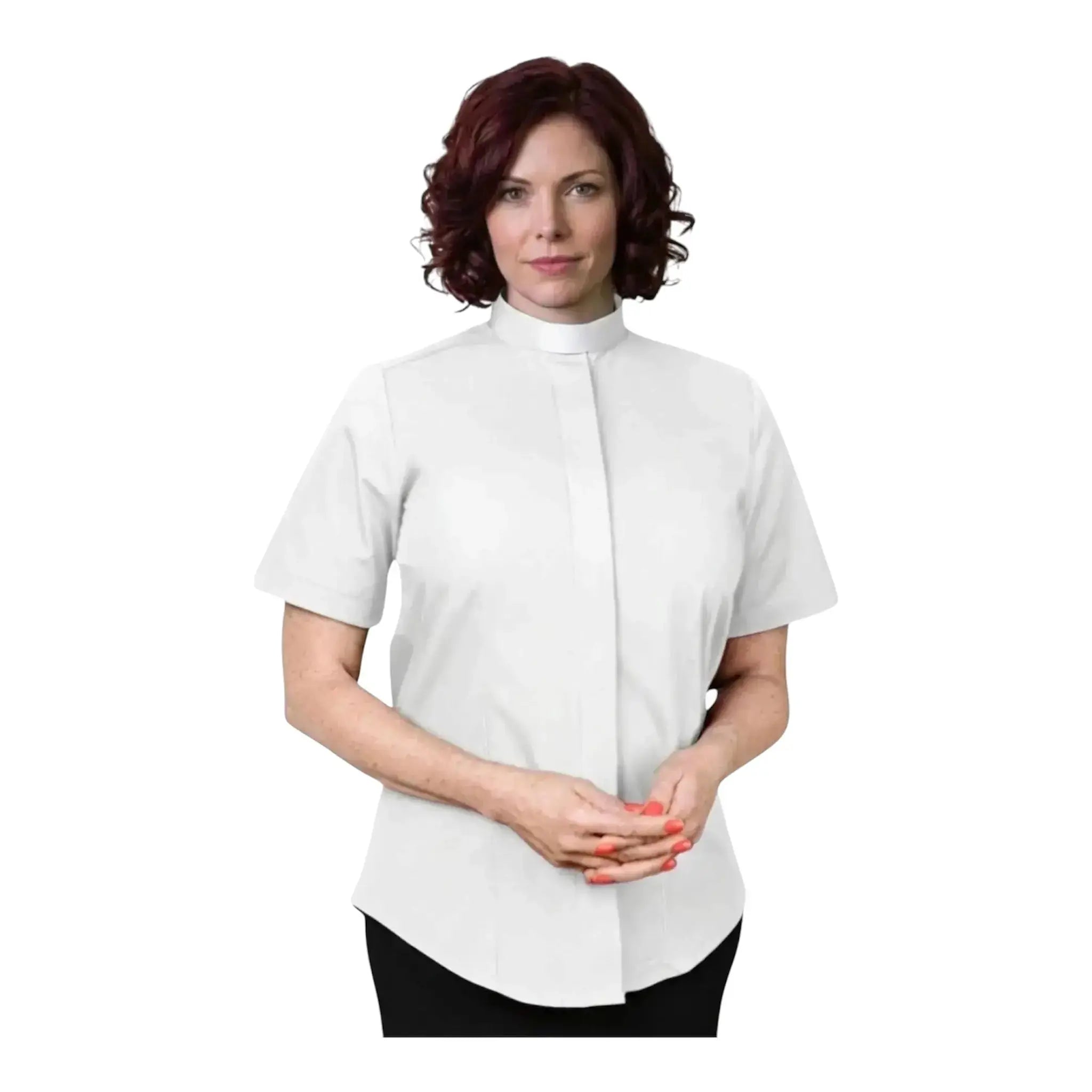 Ladies Short Sleeve Full Roman Collar Shirt M & R Clothing  M & R Clothing Clergy