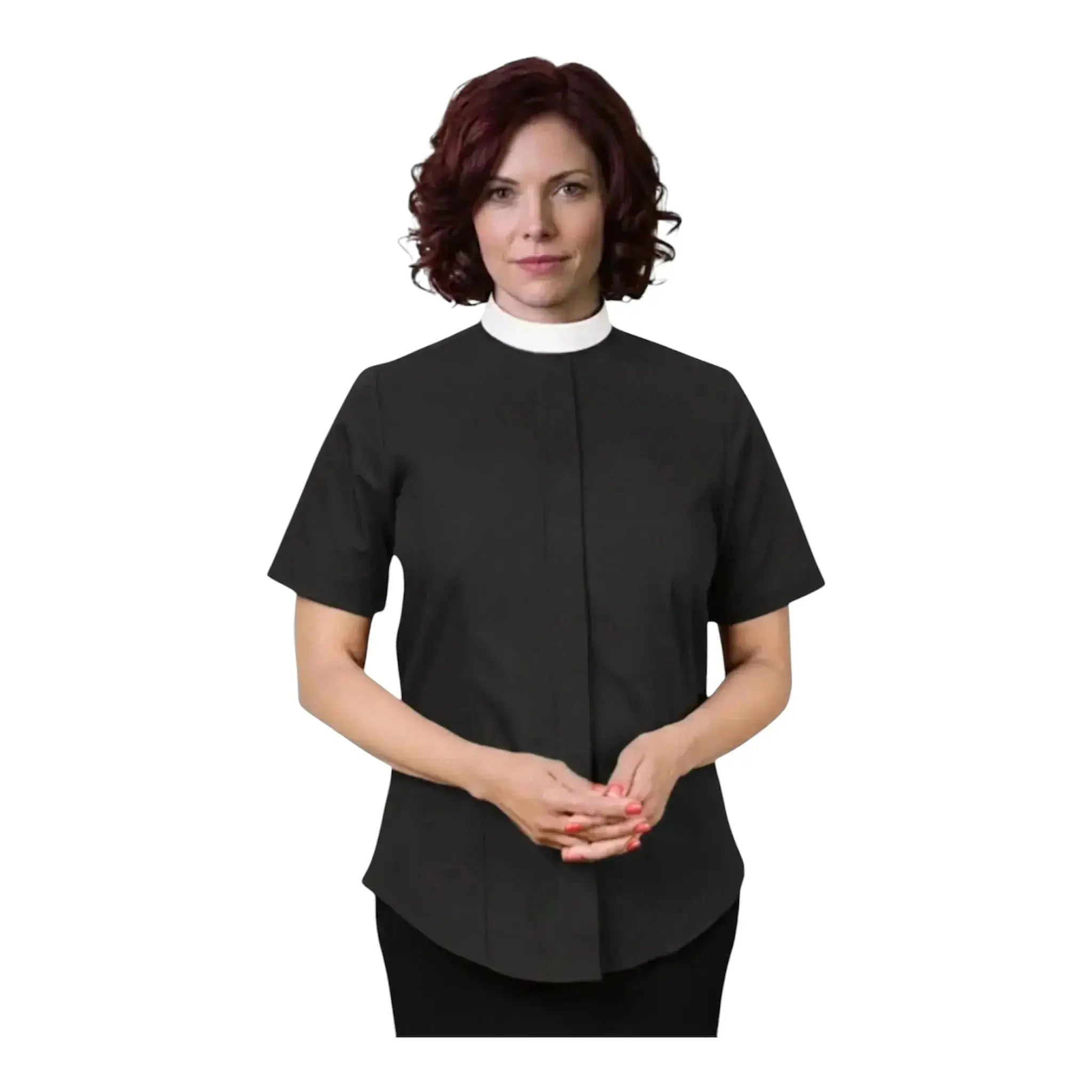 Ladies Short Sleeve Full Roman Collar Shirt M & R Clothing  M & R Clothing Clergy