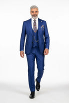 3 Piece Regular Fit Sharkskin with Double Breast Vest M & R Clothing  M & R Clothing Mens-Suits