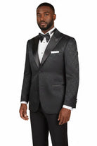 Men's Regular Fit Floral Jacquard Blazer with Bow Tie M & R Clothing  M & R Clothing Mens-Tuxedos