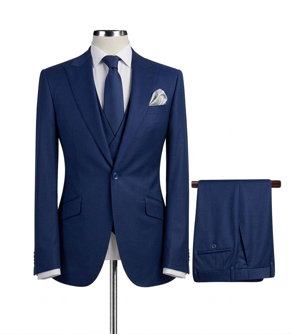 3 Piece Peak Lapel One Button with Double Breast Vest